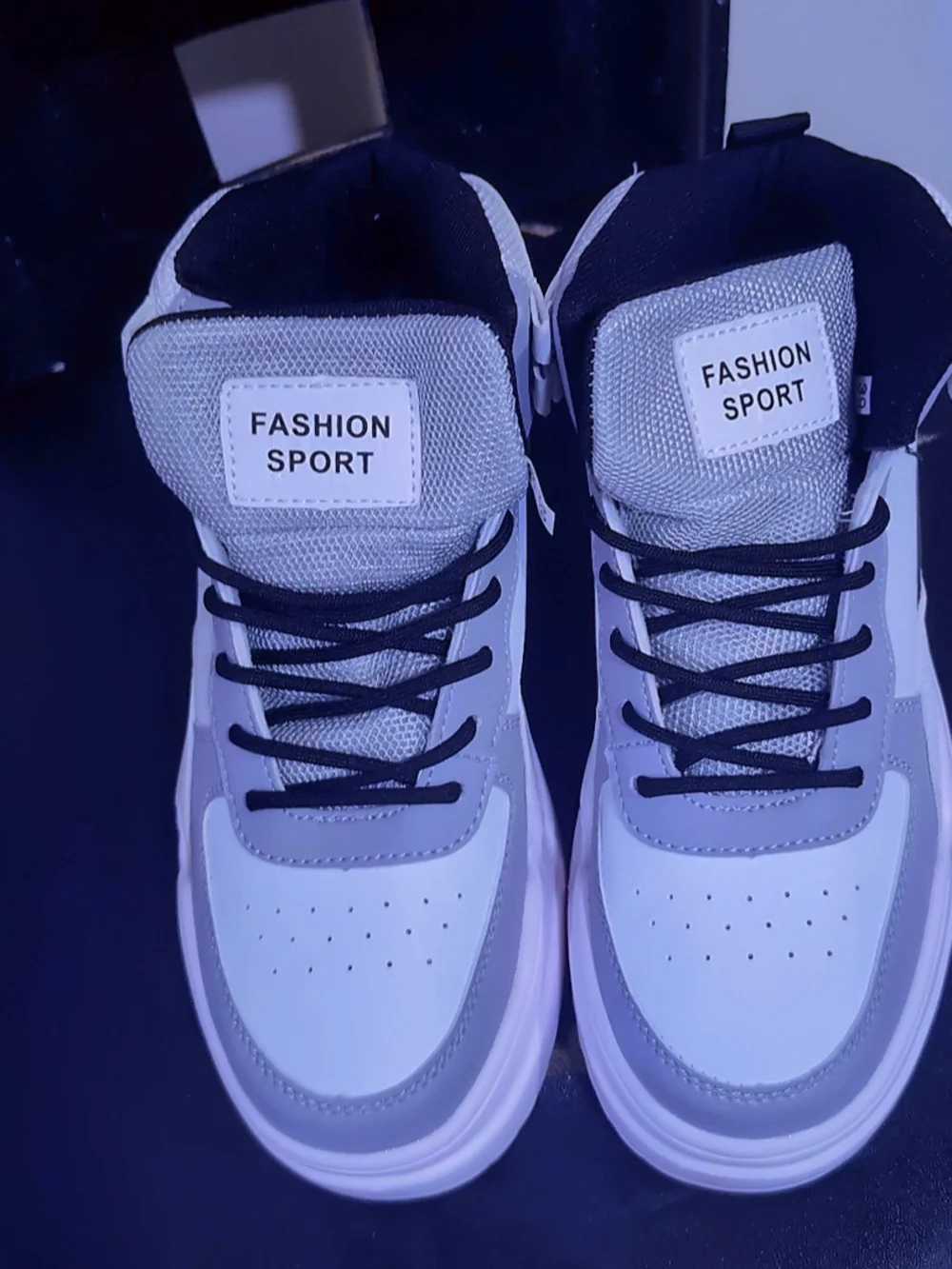 Men's White and Gray Athletic Sneakers